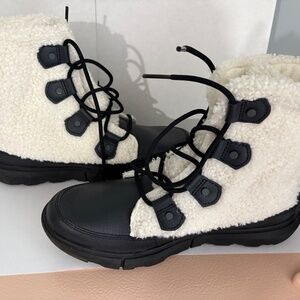 Sorel Explorer II Joan Cozy Leather Faux Shearling Boots